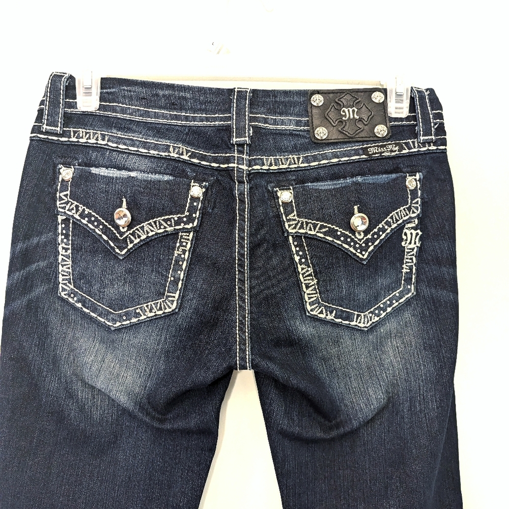 Miss Me Jeans Size 29 JE8035ER Bling Easy Bootcut Dark Wash Like New